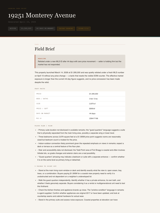 Showing Field Brief document preview
